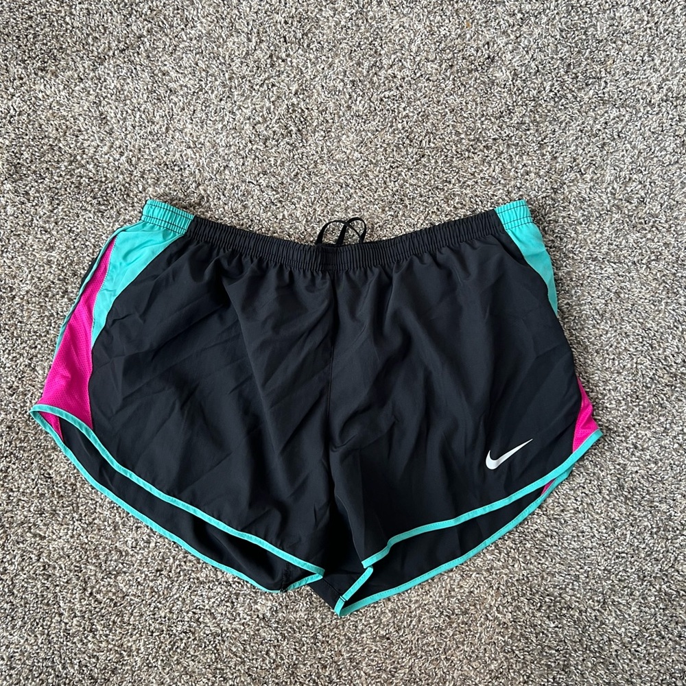 Nike Black and Pink Athletic Shorts Moisture-Wicking Design